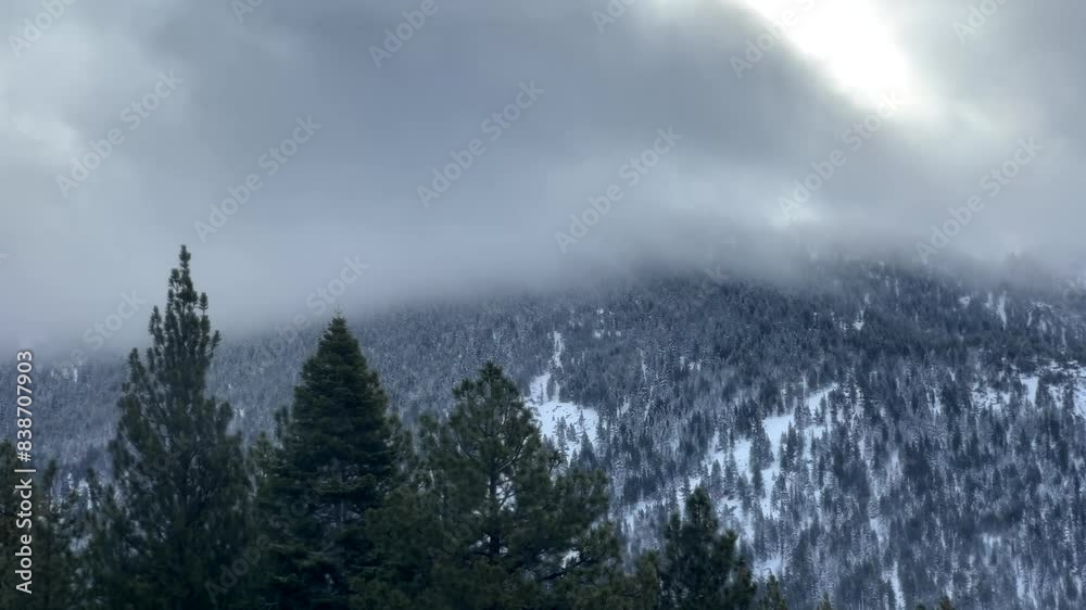 Winter Snow Clouds Moving Over The Sierra Nevada Mountains. Winter Snow Clouds Moving Over The Sierra Nevada Mountains.