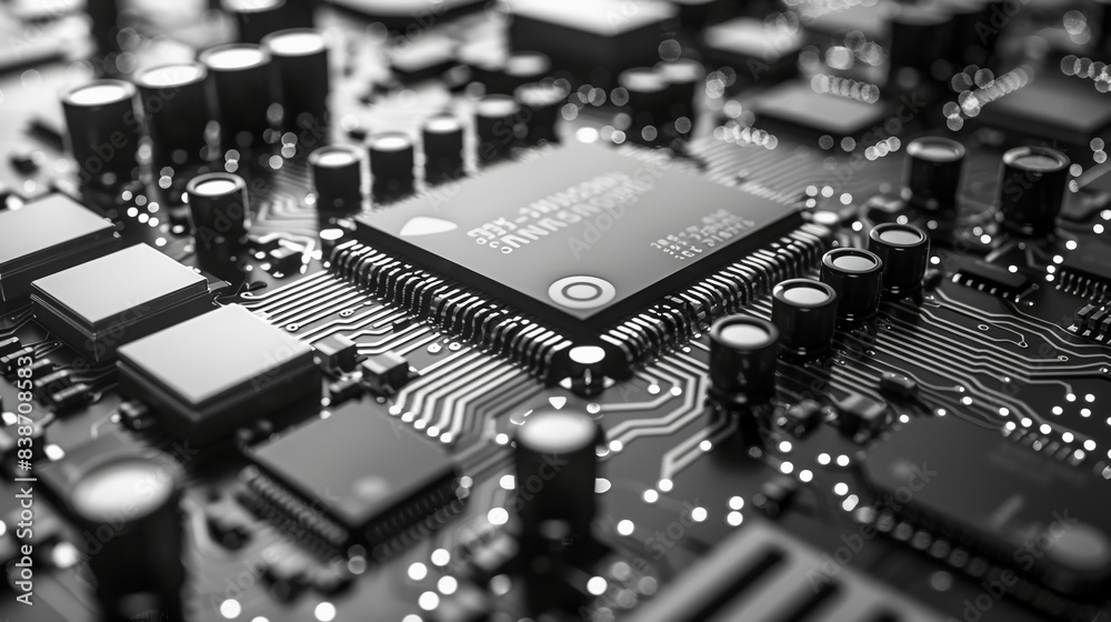 Computer circuit board pattern background. monochrome circuit design on white background Computer circuit board pattern background. monochrome circuit design on white background