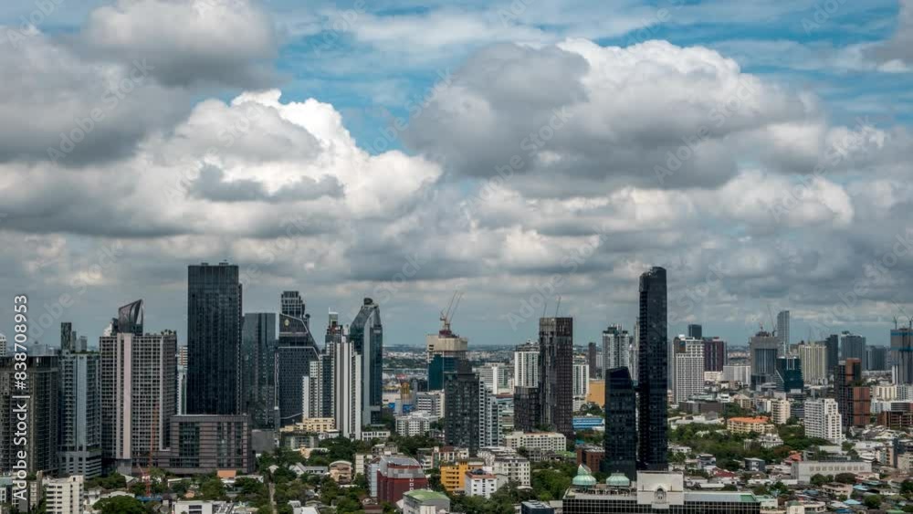 Timelapse video showing clouds and shadows and the skyline of the Thong Lo district in downtown Bangkok Timelapse video showing clouds and shadows and the skyline of the Thong Lo district in downtown Bangkok