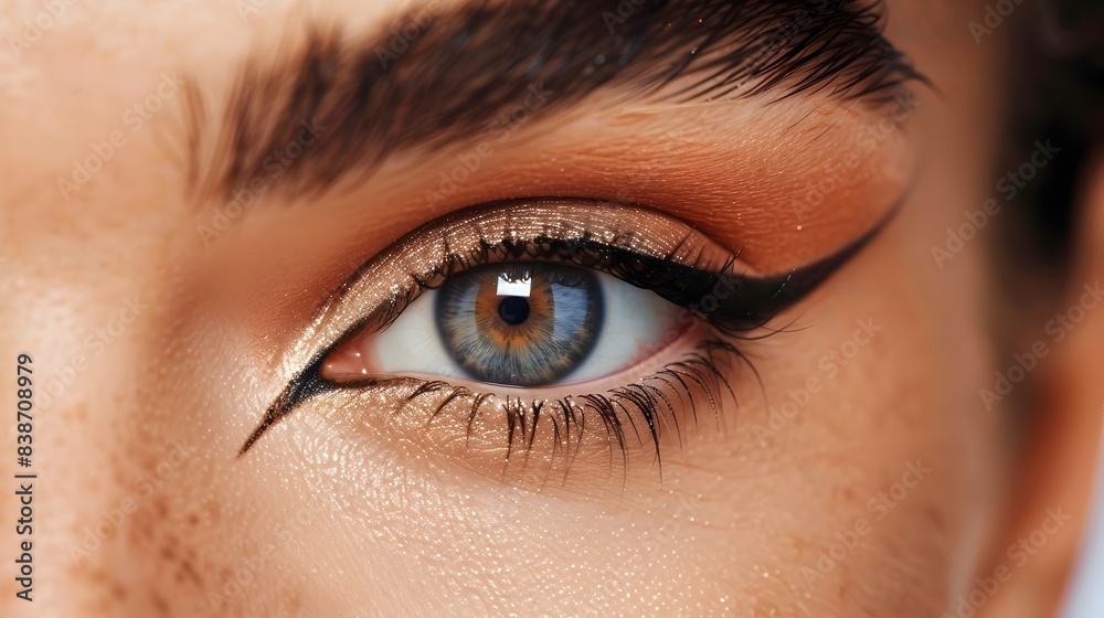 Obraz premium Expertly Accentuated Eye with Captivating Eyeliner and Mascara Highlighting Precision and Allure