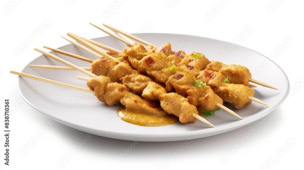 Chicken satay Isolated on white background
Chicken satay Isolated on white background