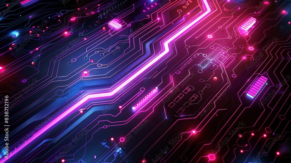Circuit Pattern with Neon Light Circuit Pattern with Neon Light