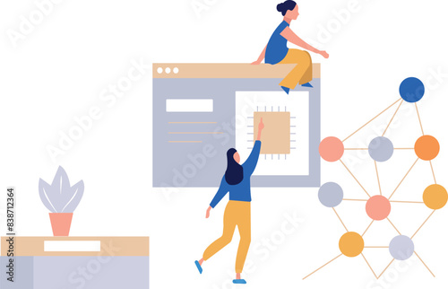 The girls are working on the web page.