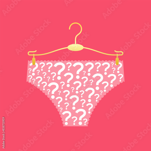 Underpants made from question mark symbols on clothes hanger