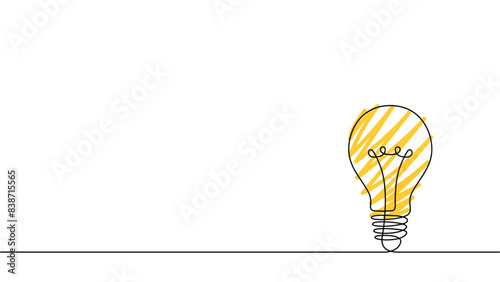 One line drawing idea bulb for business concept