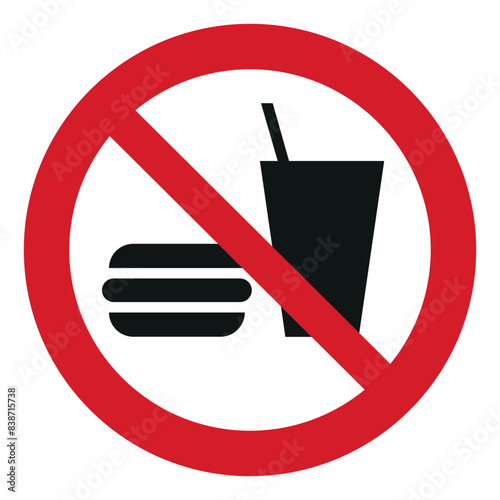 iso prohibition safety signs v2 no eating or drinking symbol and pictogram only size 1 x 1 round shape