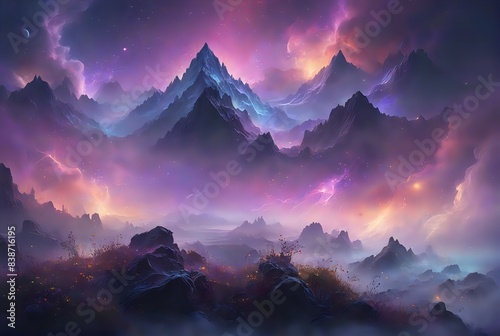 Fantasy Landscape with Abstract Background
