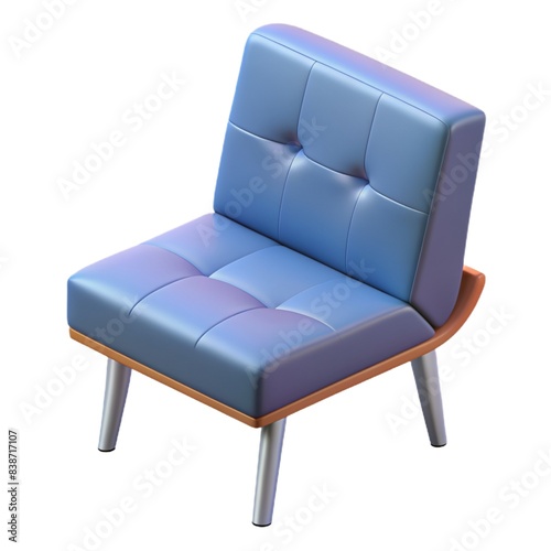 A stylish metal chair with upholstered seat, perfect for a modern office reception Simple reception chair.  Simple, elegant design with 3d render Simple reception chair isolated on white background