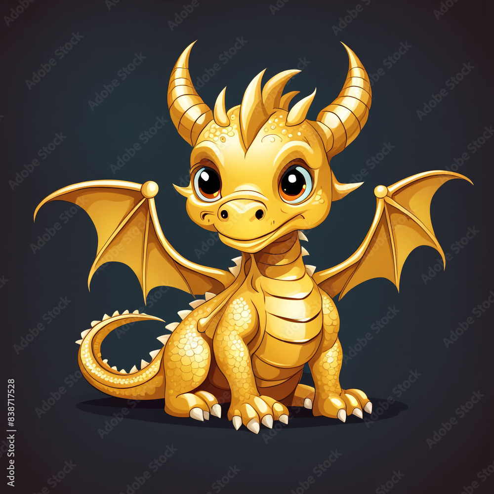 Fototapeta premium cute gold dragon illustration vector