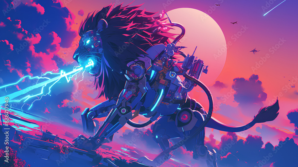 a lion shoots electricity