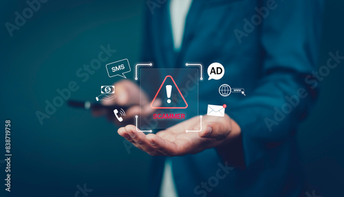 Obraz na płótnie Notifications and spam messages on mobile phones Buy now pay later online shopping concept, online shopping Payment after delivery Payment is completed after purchase at no additional cost. w salonie