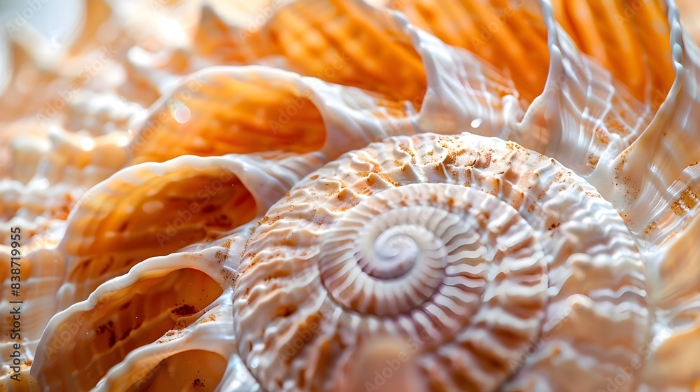 Mesmerizing Spiral Seashell Highlighting Its Intricate Natural Patterns and Fine Details Mesmerizing Spiral Seashell Highlighting Its Intricate Natural Patterns and Fine Details