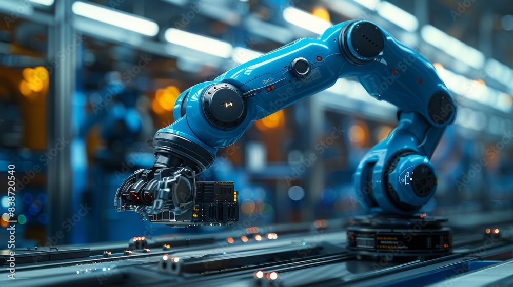 Fototapeta premium The use of robots and artificial intelligence at work in the industrial sector