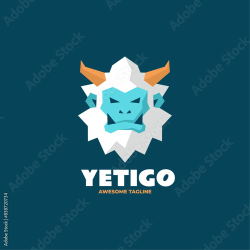 Vector Logo Illustration Yeti Flat Modern Style.