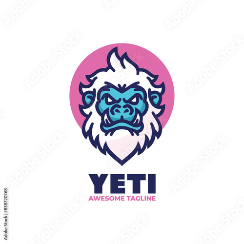 Vector Logo Illustration Yeti Simple Mascot Style.