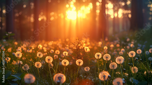 Dandelion Plant with spring time seed head (Tamarack officialese) Common Dand...