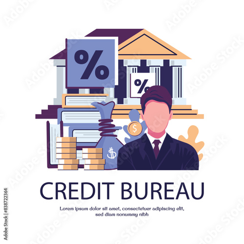 credit bureau flat style illustration vector design