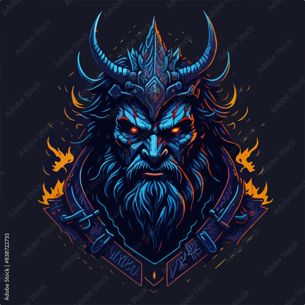 Obraz premium Undead ancient demon warlord covered with ironclad armor