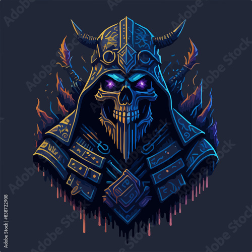 Undead ancient demon warlord covered with ironclad armor