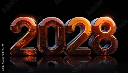 Future Year 2028 in Glowing Design