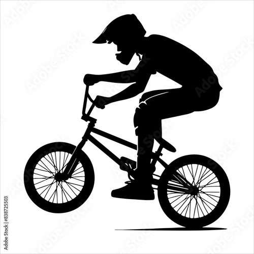 Silhouette of BMX Bicycle Players. Sport, Competition, Hobby, Youth. bicycle player silhouette. Vector illustration