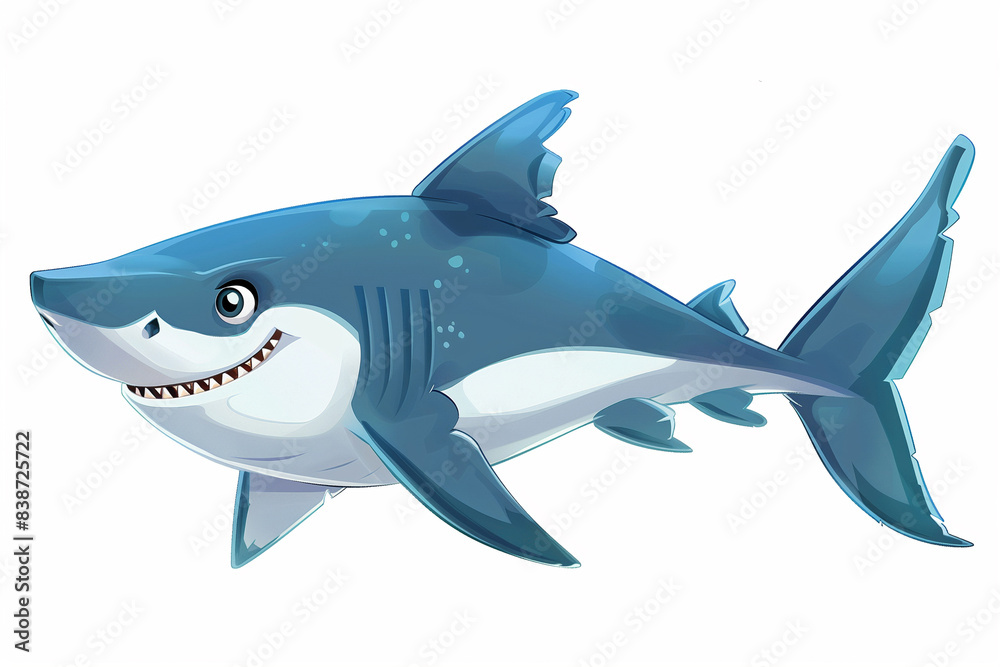 Cartoon character of shark on white background Cartoon character of shark on white background