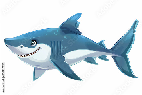 Cartoon character of shark on white background