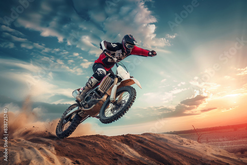 Dirt bike rider motorcycle jump