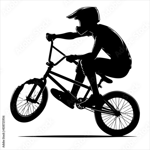 Silhouette of BMX Bicycle Players. Sport, Competition, Hobby, Youth. bicycle player silhouette. Vector illustration