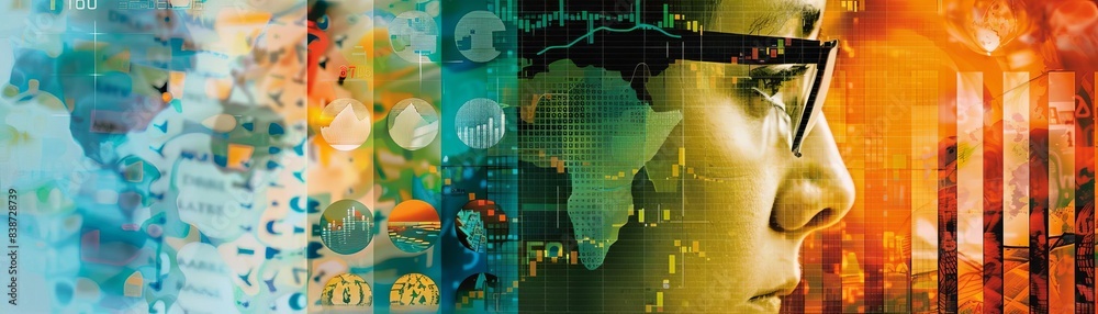 Obraz premium Dynamic index fund collage showcasing market diversification, investor confidence, and longterm gains