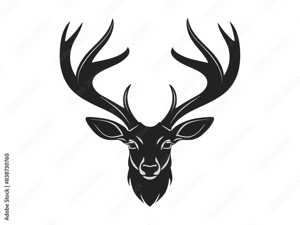 Silhouette. Deer head icon for logo. Vector illustration. Isolated transparent background.