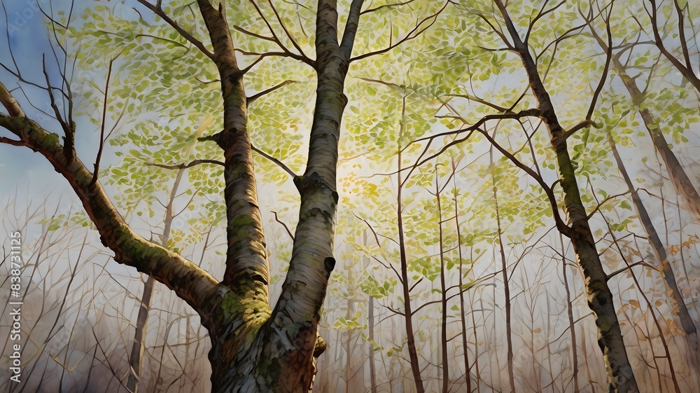 Fototapeta premium Maple grove awakening to spring 04