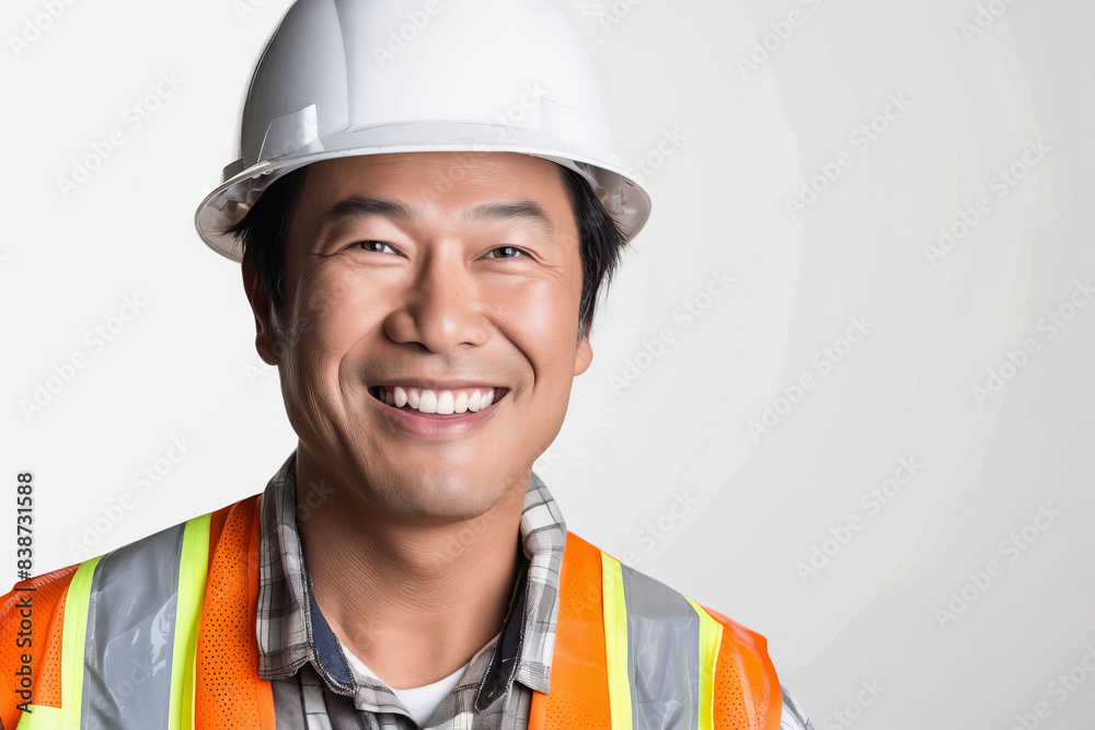 A smiling man in a hard hat. A smiling man in a hard hat.