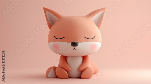 A charming clay model of a playful fox, featuring muted pastel tones, created in Blender 3D, set against a matte background with subtle gradient effects. © Saiyon