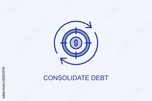 Consolidate Debt Vector Icon Or Logo Illustration