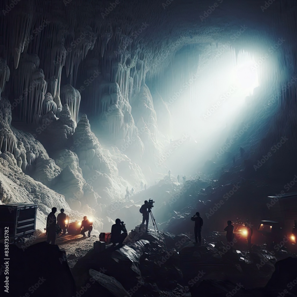 Adventurous Explorers Discover a Majestic Underground Cave with Generative AI. Adventurous Explorers Discover a Majestic Underground Cave with Generative AI.