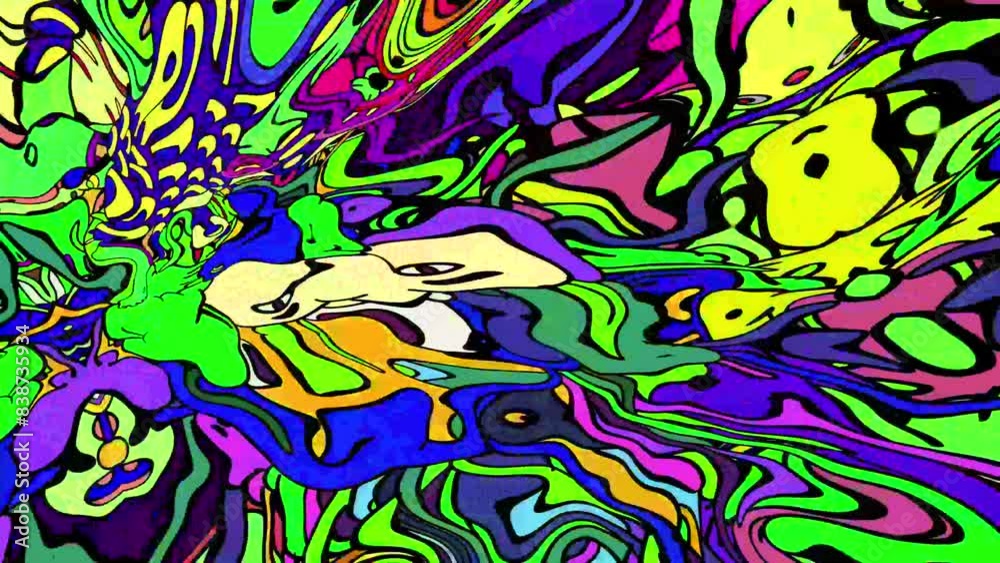 Colorful abstract psychedelic fluid background for summer music festival
