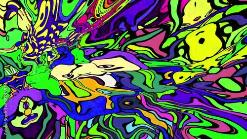 Colorful abstract psychedelic fluid background for summer music festival