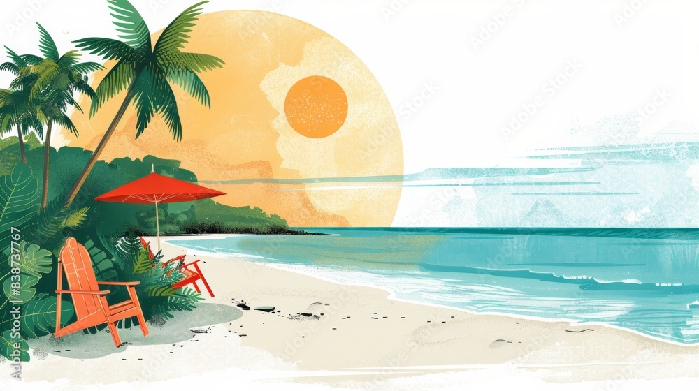 Obraz premium Illustration of a Beach Scene 