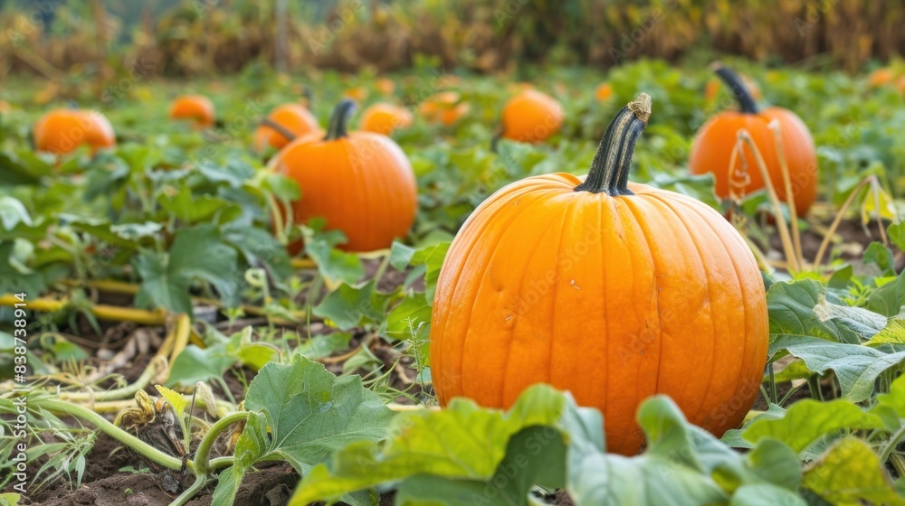 Big yellow pumpkin ready to harvest. Pumpkin farm. Big yellow pumpkin ready to harvest. Pumpkin farm.