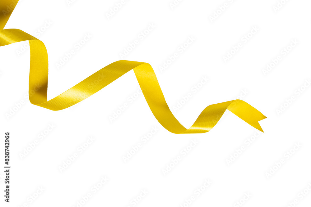 Element PNG image, Yellow color ribbon isolated on transparent and ...