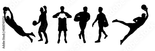 Goalkeepers, football Soccer player silhouette. Goalkeepers Set. High quality isolated on white background. Vector illustration