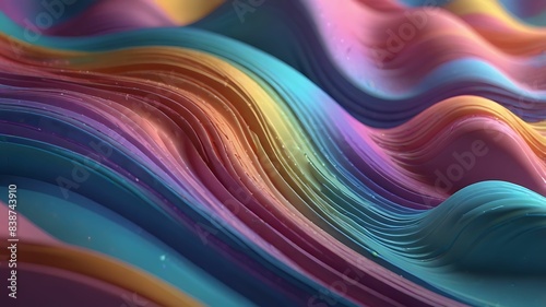 Abstract holographic iridescent neon liquid metal texture background. Colorful abstract gleaming fluid material.