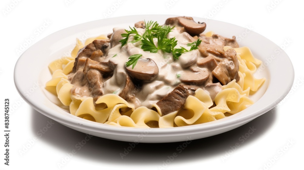 Beef stroganoff Isolated on white background Beef stroganoff Isolated on white background