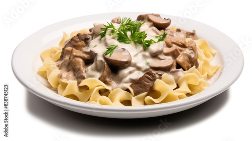 Beef stroganoff Isolated on white background