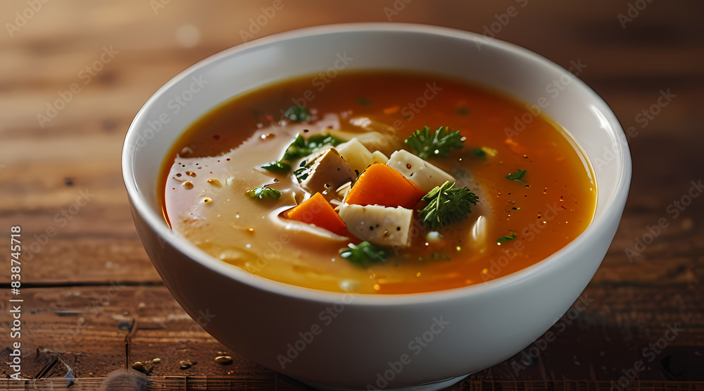 Background with a warm bowl of soup theme Background with a warm bowl of soup theme