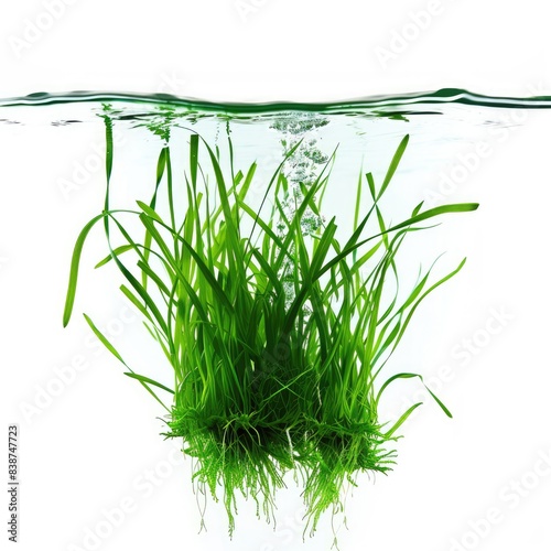 Underwater green grass isolated on white background 