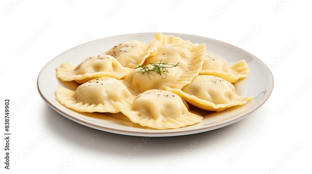 Cheese ravioli isolated on white background Cheese ravioli isolated on white background
