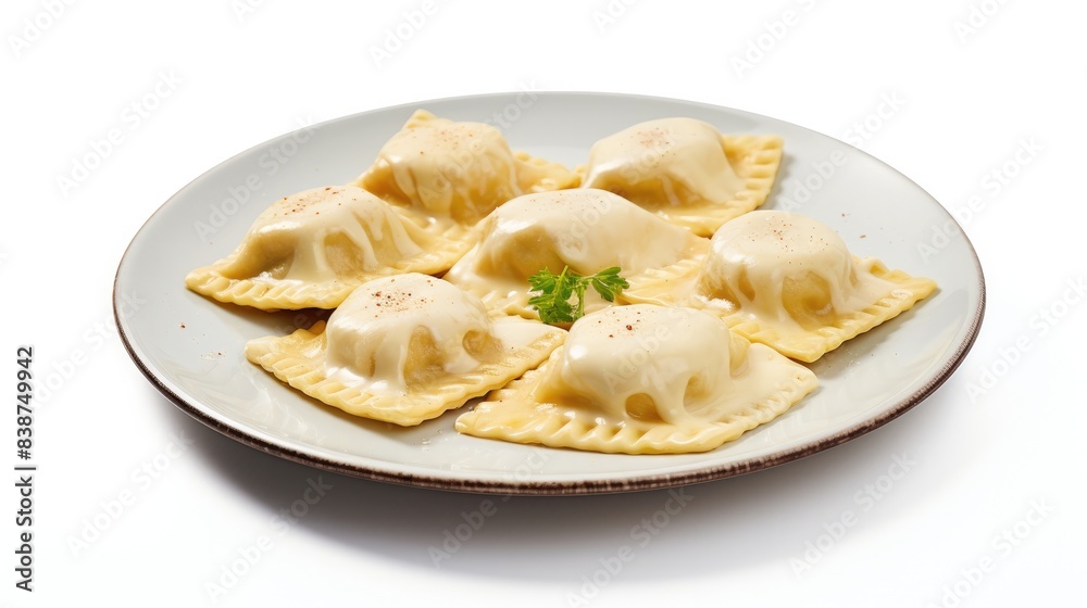 Cheese ravioli isolated on white background Cheese ravioli isolated on white background
