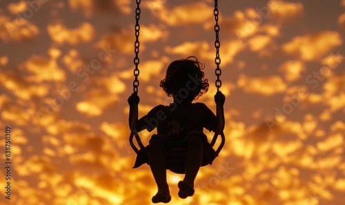 The silhouette conveys the joyful essence of the person on the swing. photo